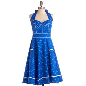 NWOT Hell Bunny Blue Polka-dot Retro Dress